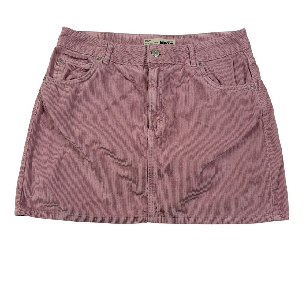 Topshop MOTO Pink Corduroy Mini Skirt Womens Size 10 US 14 UK A-Line 5-Pocket